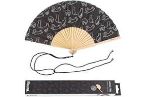 FISURA - Origineller Handfächer. Moderner und farbenfroher Fächer aus Holz. Fächer mit Fächerhalter. Maße: 42,5 x 23 cm. Materialien: Holz und Textil.