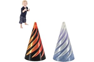 KIGHDEL 2 Pack 3D Printed Fidget Toy,Spiral Cone Fidget Toy,Cone Fidget Toy,Impossible Cone Fidget Toy,Impossible Pyramid,for Home Office Desk Decor Souvenir Gift (Laser Red,Crystal Fantasy Color)