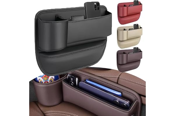 Starnearby Organiseur Latéral pour Siège de Voiture, Boîte de Rangement avec Porte-Gobelet, Poche pour Espace Avant