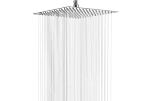 Rain Shower Head, VIGIME 10 Inch Square High Pressure Showerhead, Ultra-Thin Best Pressure Boosting with Silicone Nozzle, High Flow Rainfall Stainless Steel Large Shower Heads