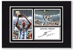 RJR PRINTS Photo encadrée de Lionel Messi avec autographe pré-imprimé - Prêt à être encadré - Art mural - Coupe du monde de football 2022