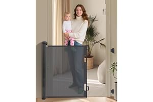 ONALIX Barrière Sécurité Rétractable Bébé 0-140 cm, Barriere de Sécurité a Enrouleur pour Enfants et Animaux, Montage Rapide, Verrouillage Sécurisé, Idéale pour Escaliers, Portes et Couloirs, Noir