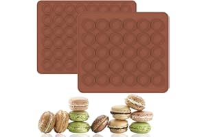 UNGROL BuLKee Hornear Macarrones, 2pcs alfombrilla de Cocina para Macarons de Silicona Fácil de Limpiar para Hacer Macarrones Galletas Chocolate