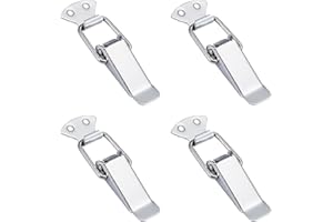 Leliafleury 4PCS Spring Loaded Toggle Latch Stainless Steel Tension Clasp Spring Lock Hasp Catch Duck Billed Buckles for Toolbox Drawer Cabinet Case Closet, Large, 110mm Length