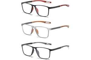 Hubeye 3 Pares Gafas de lectura deportiva para mujeres y hombres ultraligeras anteojos de lectura gafas anti luz azul 1.50