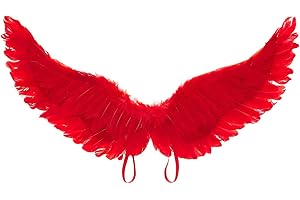 COCMOUSE Fairy Wings Outfit Angel Accessories Feather Wings Fallen Angel Costume Men Women Halloween Costume Accessory (Red, One Size)