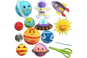 Aisamco 12Pcs Sewing Craft Kit for Kids,DIY Crafting and Sewing Set,Space Exploration Theme, Educational Sewing Kit for Beginner Children Boys and Girls