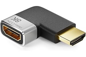 deleyCON Złącze Adaptera HDMI 8K@60Hz / 4K@120Hz UHD 7680x4320 Aluminium HDMI 2.1 ARC HDR10+ Dolby Vision VRR ALLM 48 Gb/s Lewy Kątowy Szary Czarny