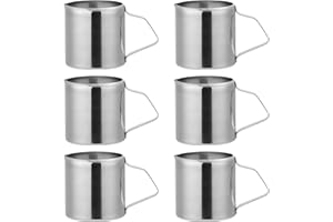 SPORWAY Lot de 6 pots à lait en acier inoxydable : 90 ml Petit pot à lait verseur à expresso Pot à mousser 3 oz Arrosoir à crème Pichet à lait Pichet à mousser Argent Art pour mousseur à lait Cappuccino