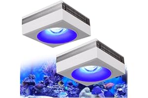 PopBloom WiFi LED Acquario Marino 200W, Lampada Acquario Marino a Spettro Completo per acquario di pesci SPS/LPS, L'APP supporta l'italiano (2 lampada wifi con kit di sospensione)