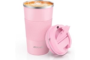 Aolieh Kubek podróżny, izolowany kubek do kawy, kubek podróżny z podwójnymi ściankami, izolacja próżniowa ze stali nierdzewnej z szczelną pokrywką, ekologiczny kubek wielokrotnego użytku do kawy,