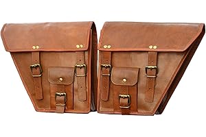 AMERICAN BLUE Lot de 2 sacoches de moto en cuir véritable Sac à outils marron pour guidon de vélo Sac de voyage