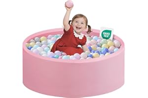 ZEDACHICA Ball Pit for Toddlers 1-3 Memory Foam Ball Pits 31.5''x11.8'' Baby Ball Pit Indoor Game Round Play Ball Pool For Children for Girls and Boys (Pink, NO Balls)