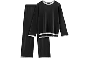 Xnova Completi Tuta in Maglia Donna 2 Pezzi Set, Loungewear Pantaloni a Gamba Larga e Maglia A Maniche Lunghe, Tute Maglione e Pantalone Elastico In Vita per Autunnale e Invernale