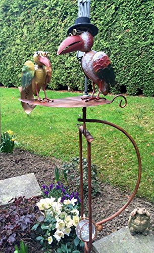 WINDSPIEL WIPPE ° GARTENSTECKER ° RABE MIT HUT ° VOGEL° METALL° BUNT ° H 135cm - 5