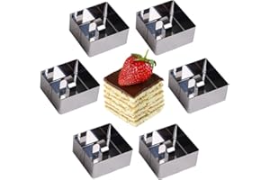Onepine Moule à Gâteau Carré Anneaux de gâteau DIY Moule à gâteau en Acier Inoxydable Idéal pour Mousses et Desserts