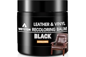 WEYSTOM Leather Recoloring Balm - Black Restorative Colorant for Furniture, Bags & Auto Interiors | Repairs Scratches, Fades & Cracks While Renewing Leather Surfaces