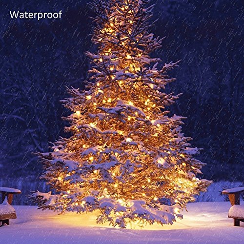 [Fernbedienung und Timer] 100er LED Outdoor Lichterkette Batterienbetrieben Warmweiß (8 Modi, IP65 Wasserdicht, Außenbeleuchtung) - 4
