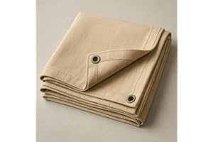 GLAMPTEX UK Eco Green Canvas Heavy Duty Cotton Tarpaulin Cover Boat Log Store Roofing Sheets (Natural, 2m x 2m)