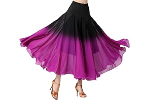 HOMU Elegant Ballroom Dance Latin Flamenco Dance Skirt for Women Gradient Swing Skirt Dress