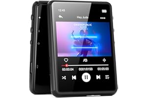 MECHEN Odtwarzacz MP3 64 GB, Bluetooth 5.3, ekran dotykowy 2,4", przenośny odtwarzacz MP3 do biegania z nagrywaniem Line-in, radio FM, głośnik, obsługuje do 128 GB (czarny, 64 GB)