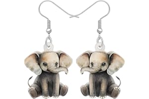 YAYAKO Boucles d'oreilles Elephant en Acrylique Dangle Bijoux Eléphant Anime Cadeaux pour Femme Fille Charms