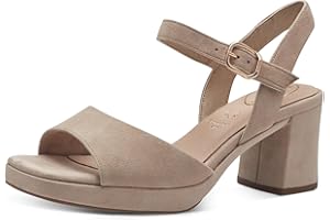 Tamaris Kobiety Tamaris Comfort 8-88309-42 402 beżowy zamsz sandały na obcasie wygodne buty na co dzień świąteczne eleganckieSandały na obcasach