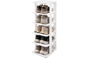 DIVCHI Shoe Rack 5 Tier Vertical Shoe Holder Stand Space-Saving Narrow Tall Footwear Organiser Shelves For Entryway & Living Room (White)