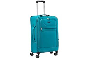 Aerostar Medium 26” Lightweight Softshell Expandable Suitcase, Integrated Combination Lock, 4 Wheels Check in Luggage for 15 to 20kg (Teal, 78 litres)