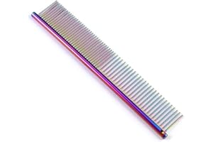 KODAA 1 Piece Pet Comb Stainless Steel Dog Comb Cat and Dog Metal Comb Pet Detangling Grooming Tool for Small Large Medium Animals Cats Horses