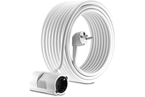 Rallonge câble MutecPower - Prise Schuko avec connecteur à 2 Voies coudée à 90 °- Prise UE - CEE 7/7 à 2 Prises CEE 7 - jusqu'à 250V- 50Hz - 16A – Longueur 20m