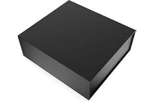 JIAWEI Jia Wei Pudełko na prezent, duże, prostokątne – z pokrywą i zamknięciem na magnes – na wesele, prezent urodzinowy, dla druhny, z kartką z życzeniami i bibułką 28x28x10 czarny (pure black)