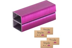 NATSUMEBASICS Rose Red #10 Staples Colored Staples for Mini Stapler, 4 Packs of 1000 No. 10 Staples, Totaling 4000 Metallic Staples (Rose Red #10 Staples)
