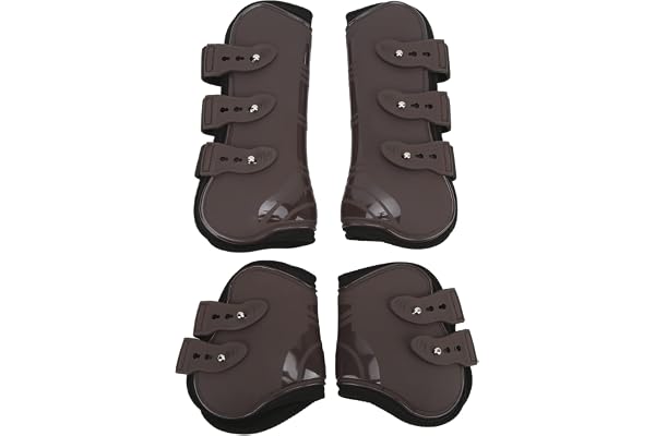 Folanda Guêtres de Cheval pour Les Jambes Avant et Arrière, 4 Pièces PU Chevaux Tendon Fetlock Brace Guard Guêtres, Protège-Jambes de Cheval pour L'équitation, Absorber Les Chocs, Sauter(XL)