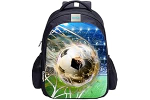 MATMO Mochila de fútbol para niños con estampado de fútbol, mochila escolar