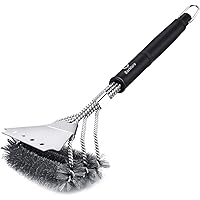BACKTURE Grillbürste 3 in 1 BBQ Grill bürste mit 304 Edelstahl Spatel Langlebig Gewebt Borsten Outdoor und Camping Grill…