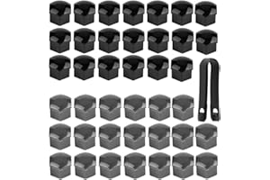 GUUZI 20 Pezzi 17mm Copri Bulloni Copri Dado Ruota Neri + 20 Pezzi Copri Bulloni Copri Dado Ruota Grigio da 17mm, Copridadi Universali per Pneumatici Esagonali Copribulloni con Strumento di Rimozione