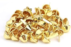 HZTYYIER 50PCS Plate Bottom Stud Bag Feet Flat Metal Bag Feet Cone Studs Mushroom Spike Rivet Purse Feet Spike Nailheads Brad leathercraft Findings(15mm-Gold)