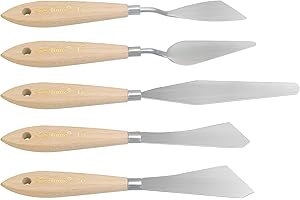 AOKBEAN 5pcs Acrílico Arte Paleta Cuchillo Pintura Pequeña Espátula Paleta Mango de Madera Raspador Set Grande Acuarela Relleno Aceite Mini Craft Canva Rock Pintura Spray Artista Suministro