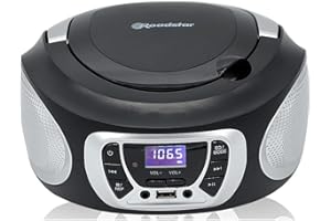Roadstar CDR-365U/SL Radio CD Player Portátil Digital FM PLL, Boombox Reproductor CD, CD-R, CD-RW, CD-MP3, Puerto USB, Stereo, AUX-IN, Salida de Auriculares, Negro / Plata