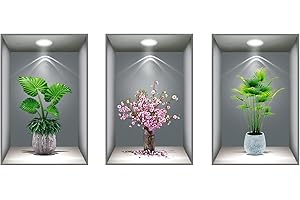 IGTOPS Dekoracyjne naklejki, symulacja 3D, samoprzylepny obraz roślin i kwiatów, rośliny doniczkowe i dekoracyjne malowanie schodów i korytarzy, wodoodporne i odporne na porosty naklejki ścienne (40 x 60 x 3