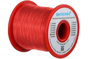 BNTECHGO 28 AWG Magnet Wire - Enameled Copper Wire - Enameled Magnet Winding Wire - 1.0 lb - 0.0122" Diameter 1 Spool Coil Red Temperature Rating 155℃ Widely Used for Transformers Inductors