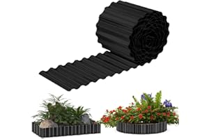 SHSYUE 6 IN x 20 FT Metal Lawn Edging Borders,Corrugated Galvanized Garden Edging Border,Landscape Edging,Flexible Long Strips DIY Edging for Vegetables Raised Bed, Flower Tree Surrounds -Black