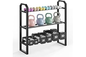 DO-ELECTR 3 Tier Adjustable Dumbbell Rack,Heavy Duty 360LB Capacity Weight Dumbbell Rack Storage,Space-Saving Dumbbell Stand Home Gym Organizer Suitable for Dumbbells Kettlebells and Fitness equipment