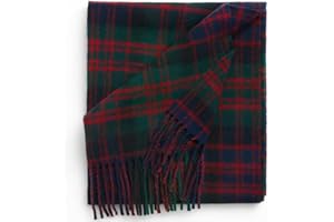 BRAW CLANS TARTANS 100% Pure Lambswool Tartan Scarf for women and men - 60x12 Unisex, Brushed wool winter long soft warm tartan check scarves - Gift for Christmas