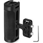 Adjustable Grip Up and Downward, Left/Right, Mini Side Grip with Cold Shoe Interface and 1/4"-20 Screw Mount for DSLR/Digital