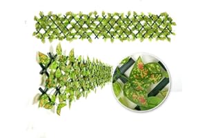 REOVE Expandable Garden Fence Panels - Privacy Screen with Faux Ivy & Greenery - 200x30cm (Speckled Green)