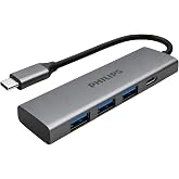 PHILIPS 4-in-1 USB-C Hub | 3x USB 3.0 5Gbps, 1x USB-C 5Gbps, Hızlı Veri Transferi, Kompakt ve Dayanıklı, Al&uuml;minyum Alaşım, Wi