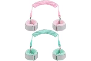 2 stycken barnsäkerhetskoppel 2 m, anti-förlust armband med 360° vridbar fog, barnsäkerhetsbä för spädbarn och barn, perfekt för resor, stormarknad och utomhusutforskning, färger rosa och