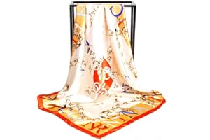 HUNKER Foulard en soie pour femme - Grand carré Satin 90 cm